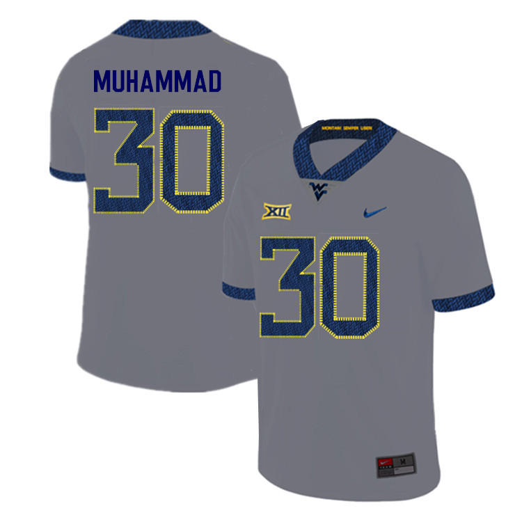 2019 Men #30 Naim Muhammad West Virginia Mountaineers College Football Jerseys Sale-Gray - Click Image to Close